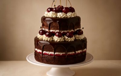 Dreamy wedding cake x black forest fusion wows guests on your big day.
