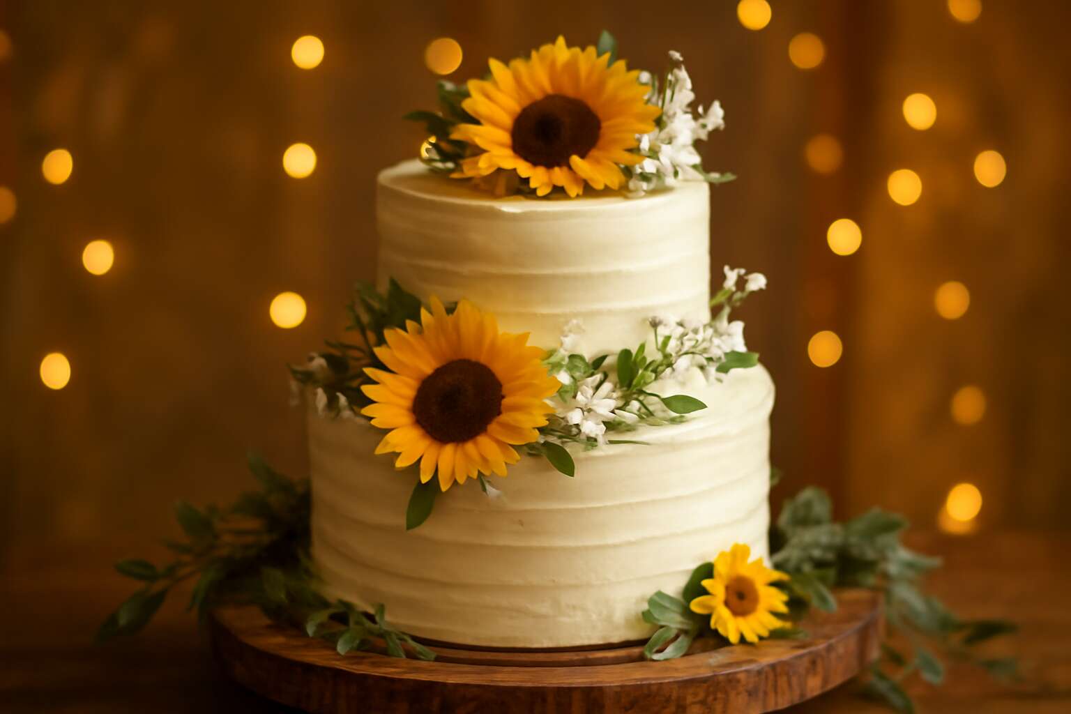 sunflower theme wedding cake