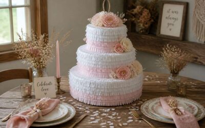 Create a stunning wedding cake pinata for your reception.